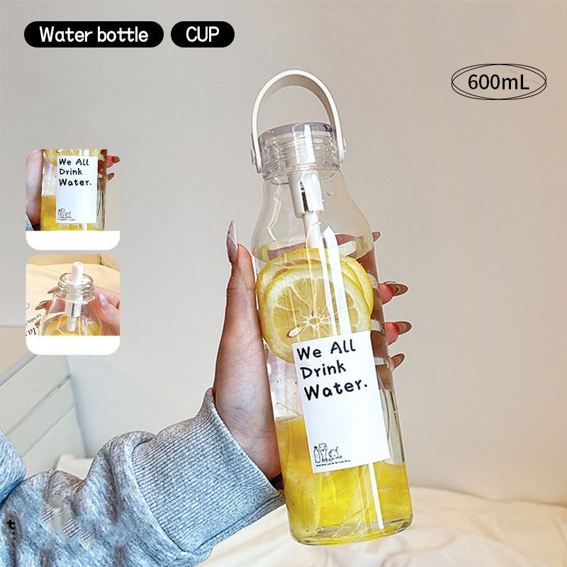 ขวดน้ำแก้วหนา 600 มล. พร้อมหลอ - Outdoor Sport Glass Water Bottle บทวิจารณ์และราคา