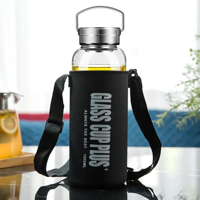 ขวดน้ําแก้ว 2 ลิตรพร้อมสายรัด, - Outdoor Sport Glass Water Bottle บทวิจารณ์และราคา